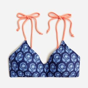 NWT 3x J Crew Bikini Top Blue and Neon Pink Tie-shoulder French Bikini Top